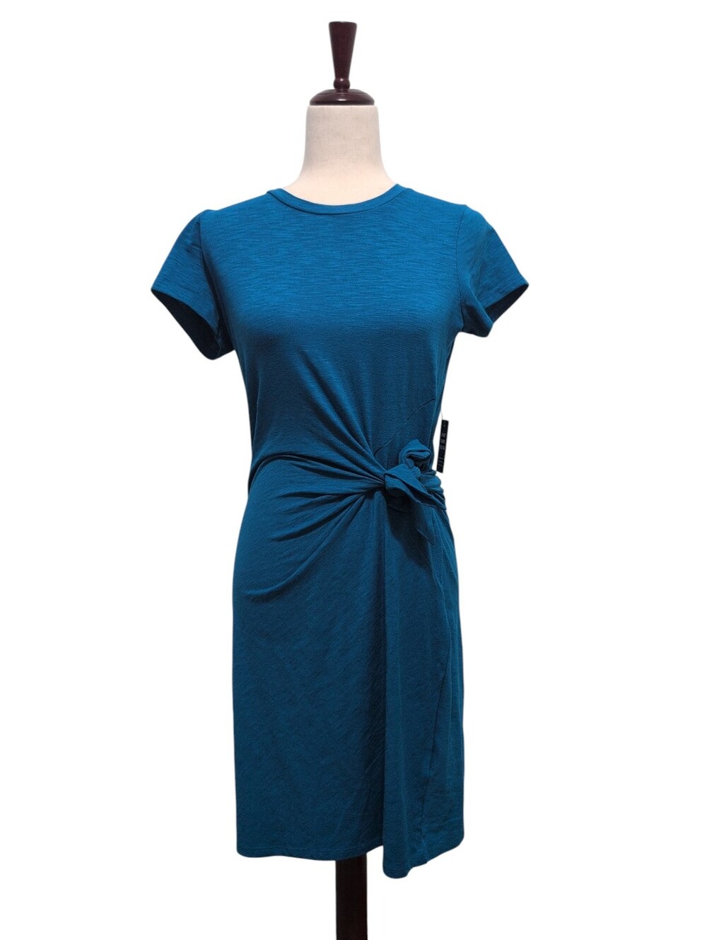 Express Short Sleeve Side-Tie Knit Sheath Dress Blue Size Small New